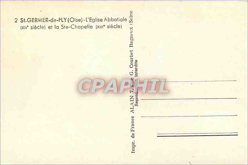CPM St Germer de Fly Eglise abbatiale et la Sainte Chapelle — Rückseite