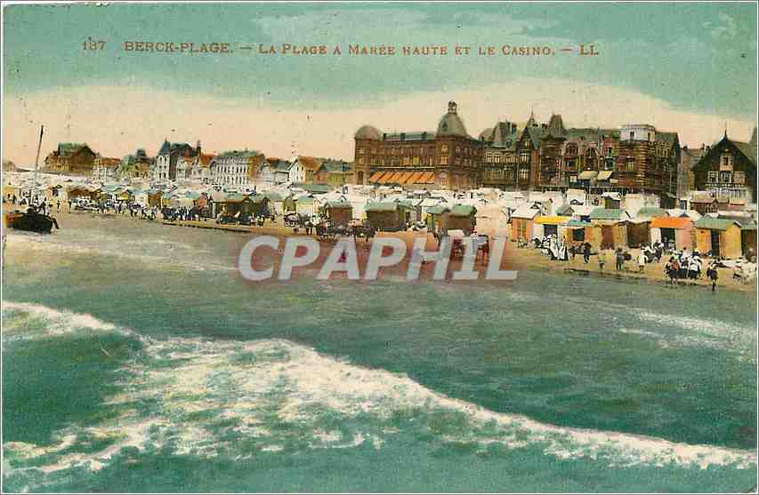 CPA Berck-Plage laplage a maree haute et le casino