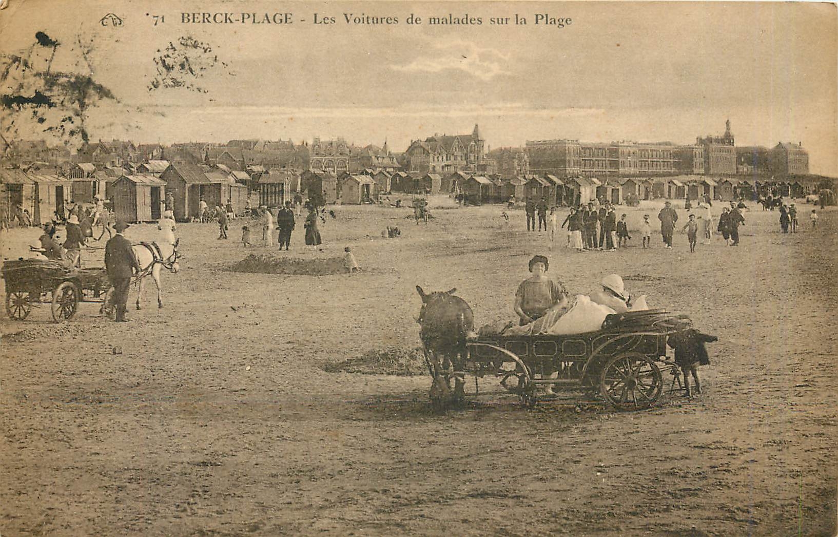 CPA Berck-Plage les voitures de malades sur la plage Ane Mule