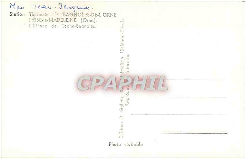CPM Bagnoles-de l'Orne Tesse-la-Madeleine Orne Château de Roche-Bagnoles — Rückseite