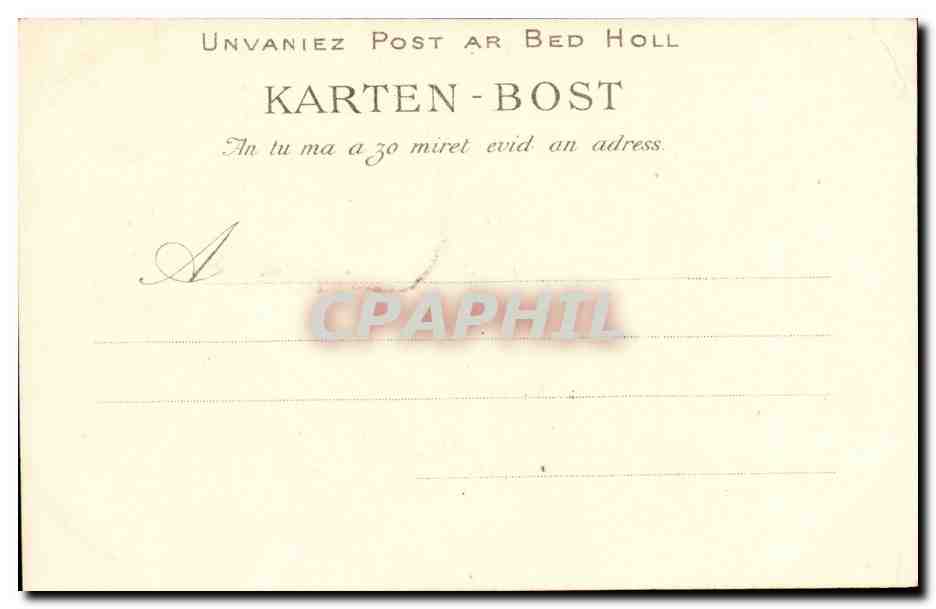 CPA Chasse or Laou Femme et enfant ( folklore coiffe costume Bretagne )  — Verso