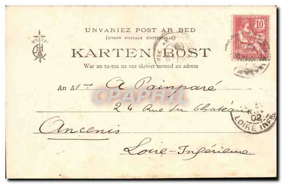 CPA Bigoudins Paysans de Pont l'abbe ( folklore coiffe costume )  — Verso