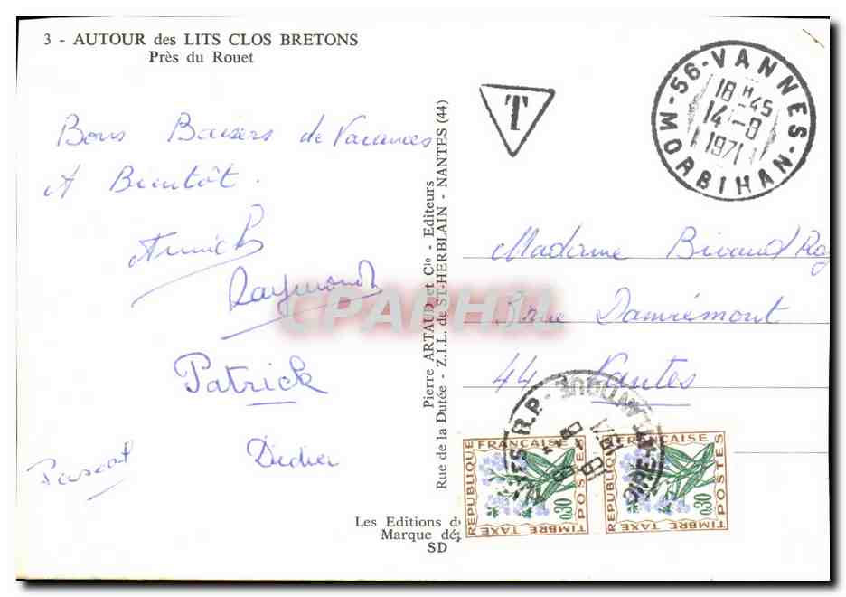 CPSM Autour des lits bretons Pres du rouet ( folklore coiffe costume )  — Rückseite