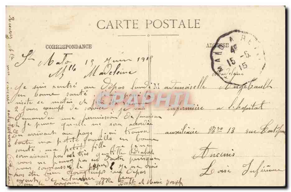 Côte d'Émeraude — Le Tombeau de Châteaubriand — SAINT-MALO — G. F. — 1809 — Verso