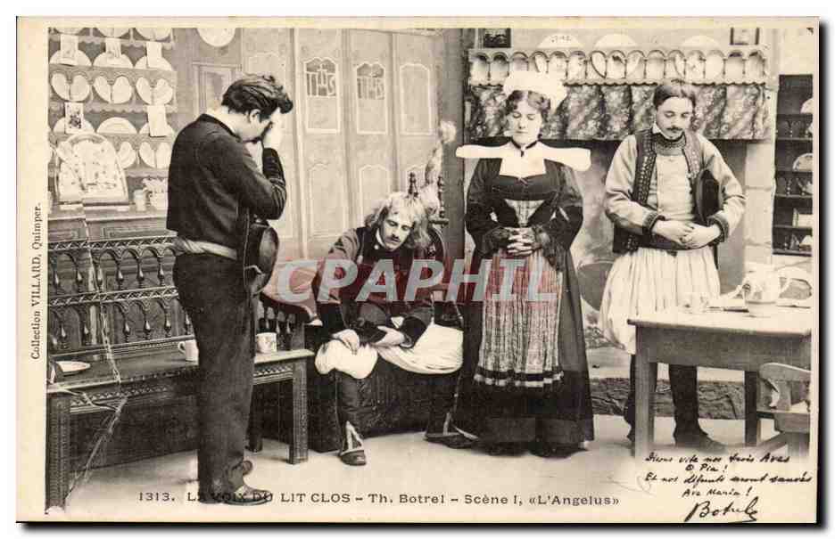 CPA La voix du lit clos L'Angelus ( folklore costume )