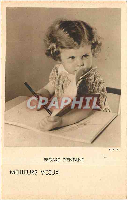 CPA Regard d'enfant Meilleurs Voeux 