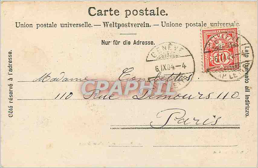 CPA Geneve et le Mont Blanc  — Verso