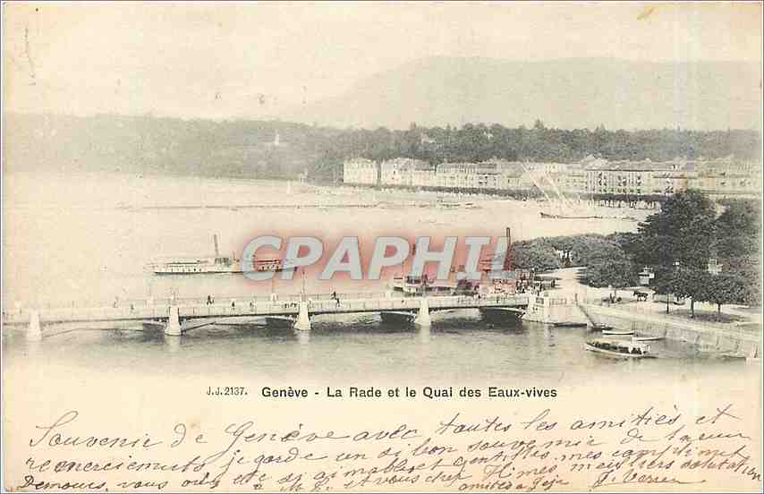 CPA Geneve la rade et le quai des eaux vives 