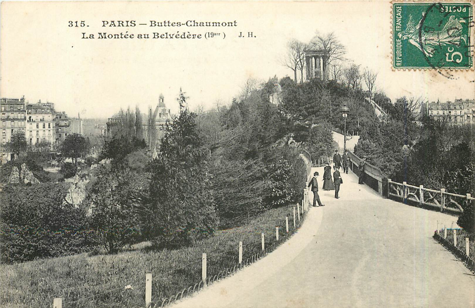 CPA Paris Buttes Chaumont la Montee au Belvedere 