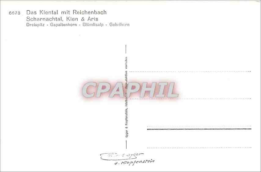 CPM Das Kiental mit Reichenbach Scharnachtal Kien Aris  — Rückseite