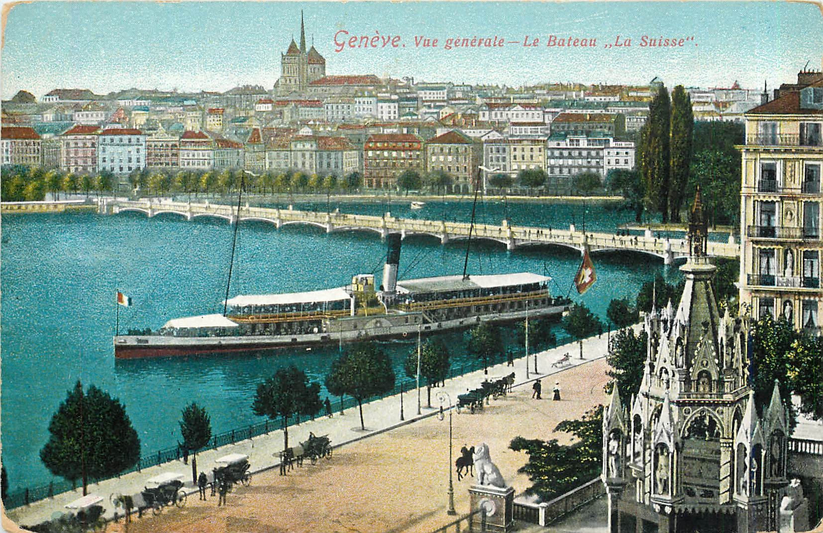 CPM Geneve vue generale le Bateau La Suisse 