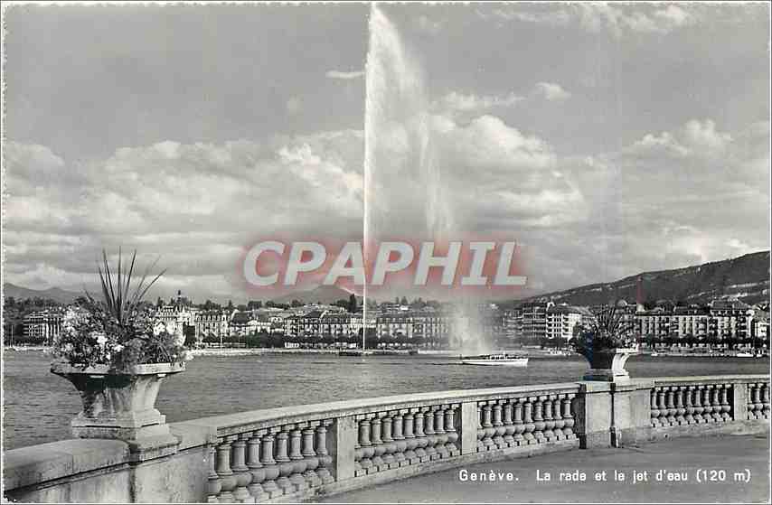 CPM Geneve la rade et le jet d'eau 
