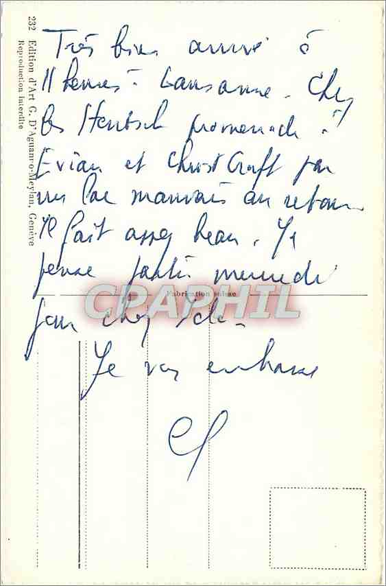 CPM Geneve la rade et le jet d'eau  — Verso