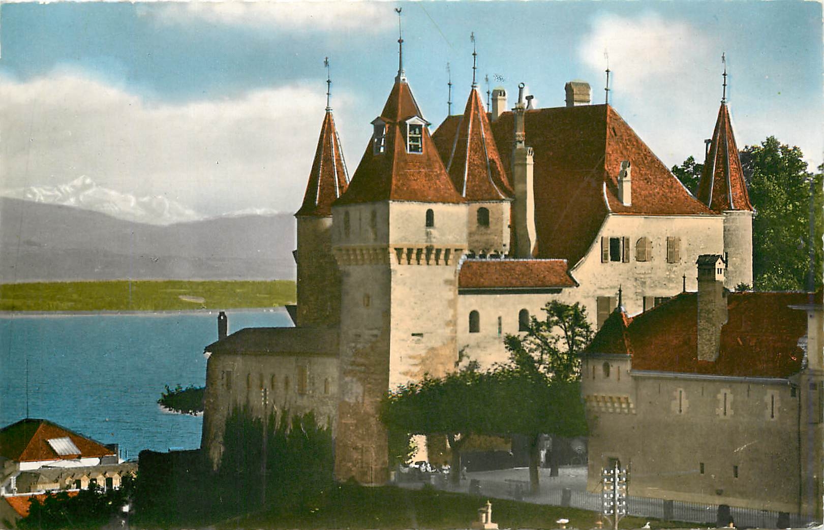 CPA Nyon chateau et Mont Blanc 