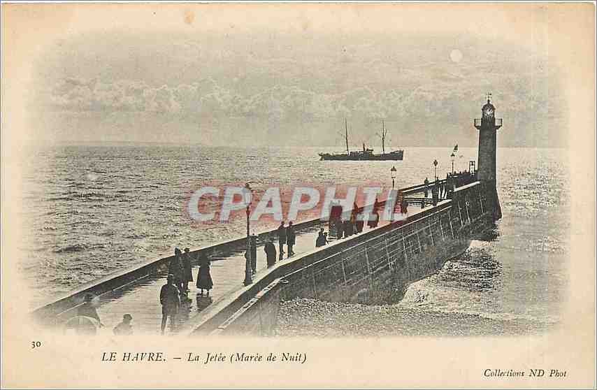 CPA Le Havre la Jetee Maree de Nuit Phare
