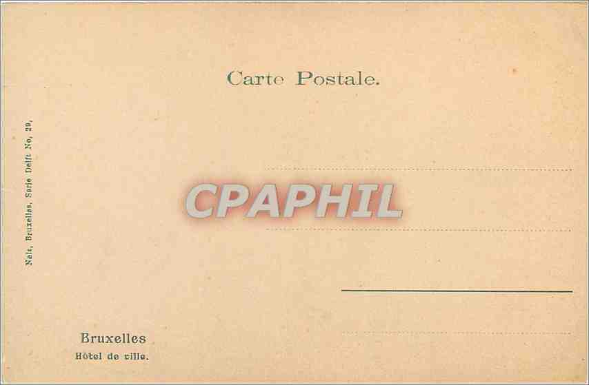 CPA Bruxelles hotel de ville  — Verso