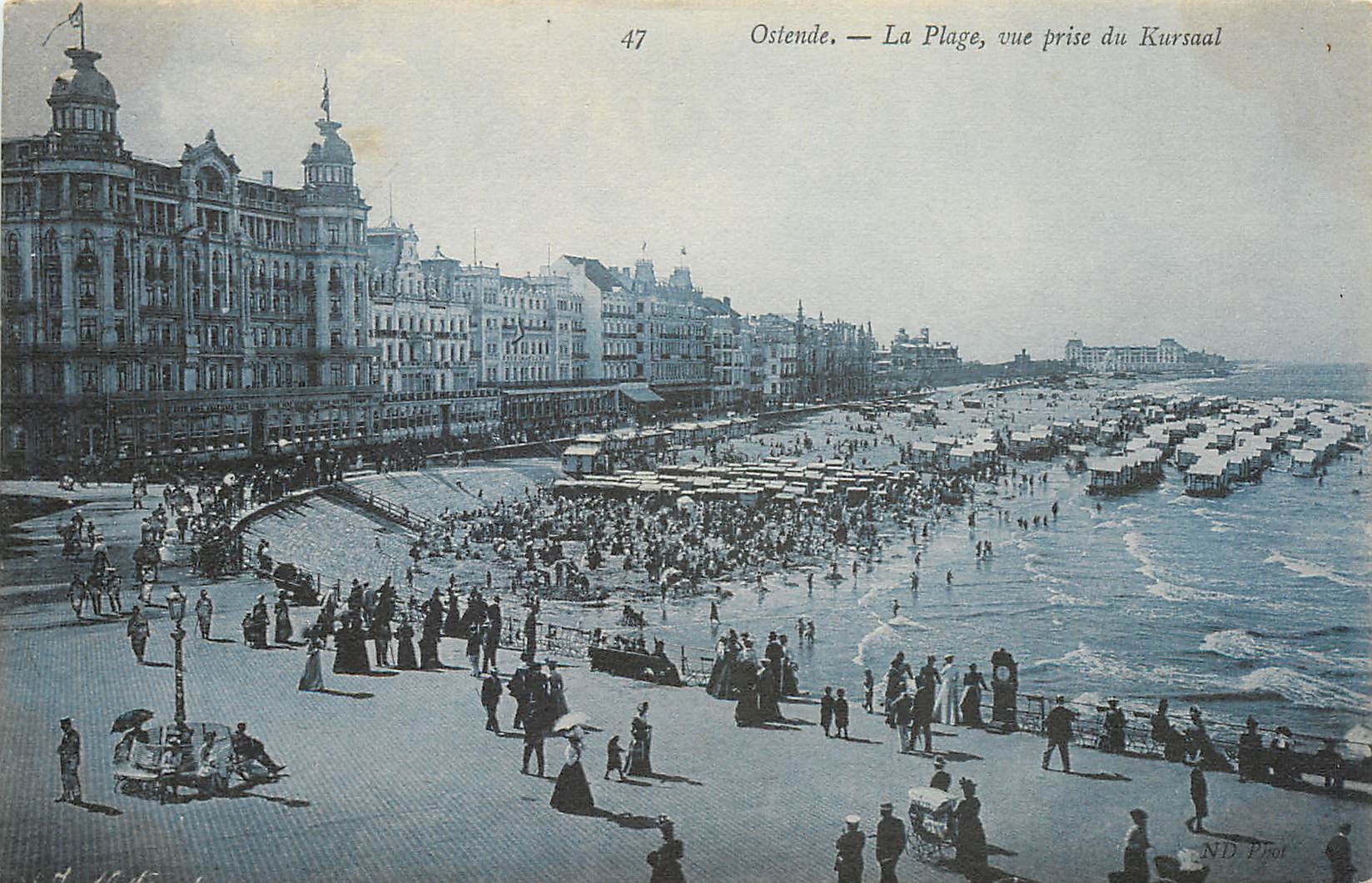 CPA Ostende la plage vue prise du Kursaal 