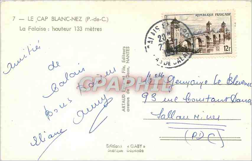 CPM Le Cap Blanc Nez P du C la Falaise  — Rückseite