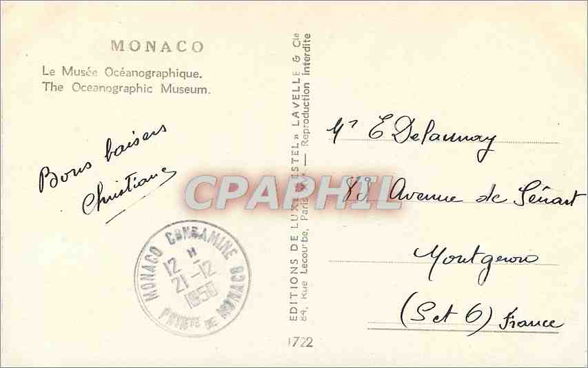 CPM Monaco le musee oceanographique  — Rückseite