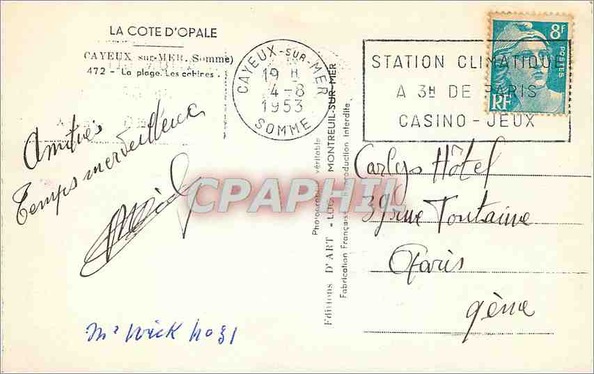 CPM La Cote d'Opale Cayeux sur mer Somme la plage  — Back