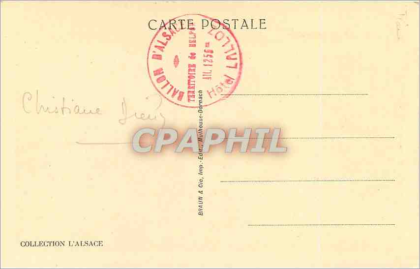 CPA Valle de Masevaux lacs d'Alfeld et de Sewen vus du ballon d'Alsace  — Rückseite