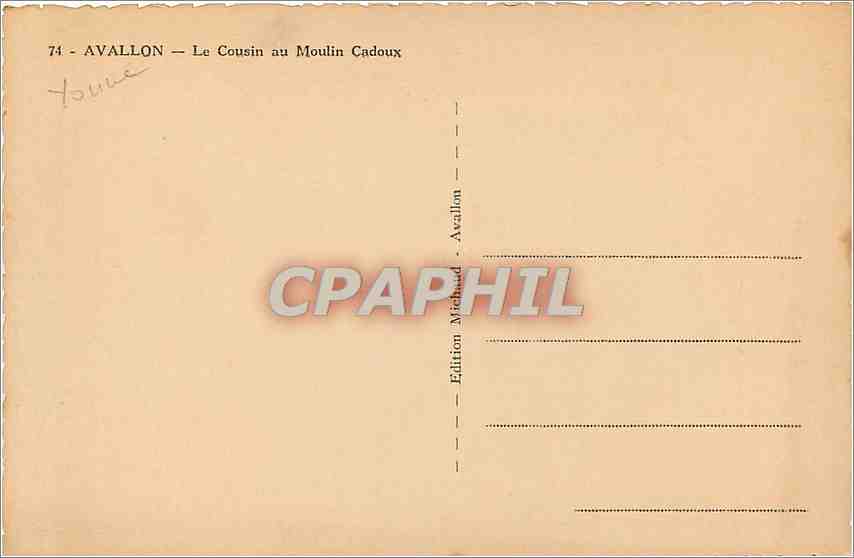 CPA Avallon le Cousin au Moulin Cadoux  — Back
