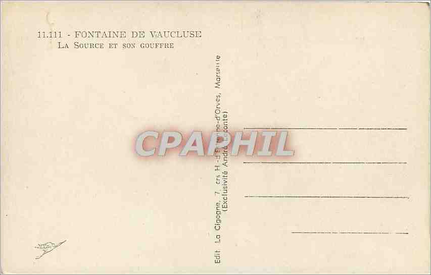 CPM Fontaine de Vaucluse la Source et son Gouffre  — Verso