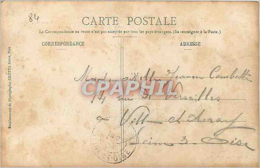 Avignon - Château des Papes - Façade — Collection Artistique n°2062, édition Glietta, Nice — Verso