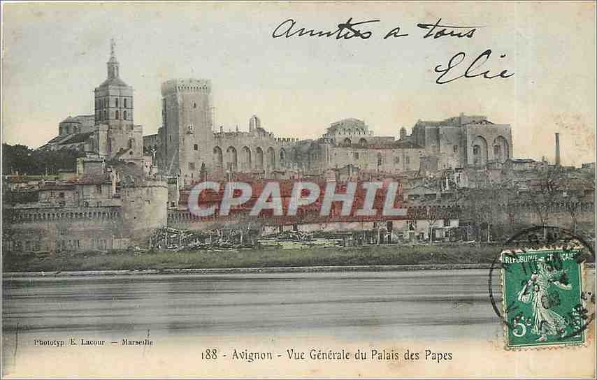 Avignon — Vue Générale du Palais des Papes — Phototyp E. Lacour — Marseille