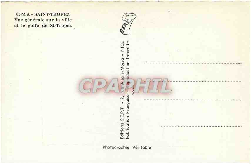 CPM Saint Tropez vue generale sur la ville et le golfe de St Tropez  — Rückseite