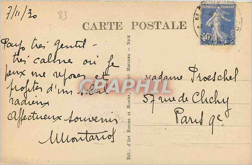 CPA Saint Raphael vue generale la plage et les Bains  — Back