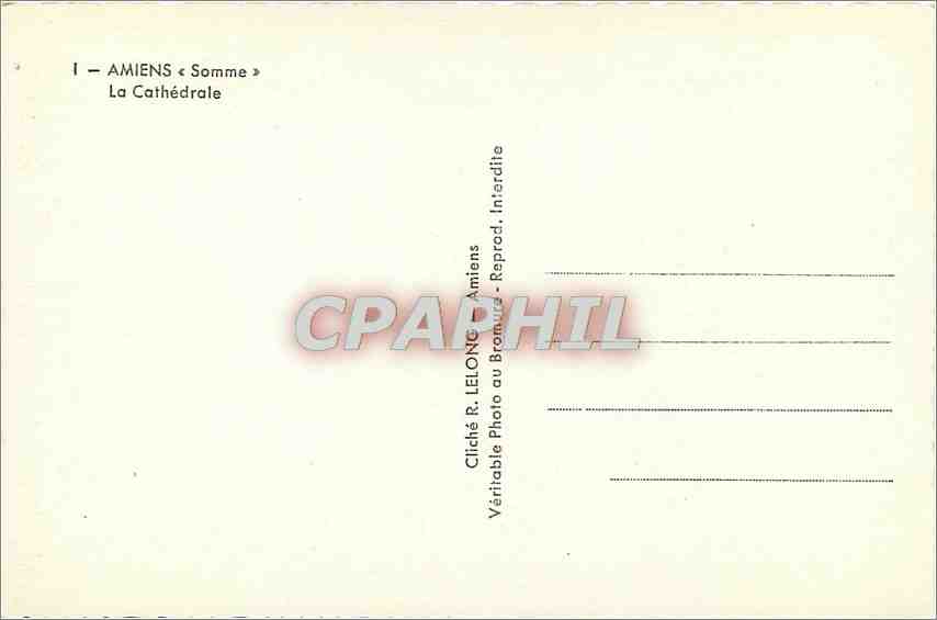CPA Amiens Somme la Cathedrale  — Rückseite