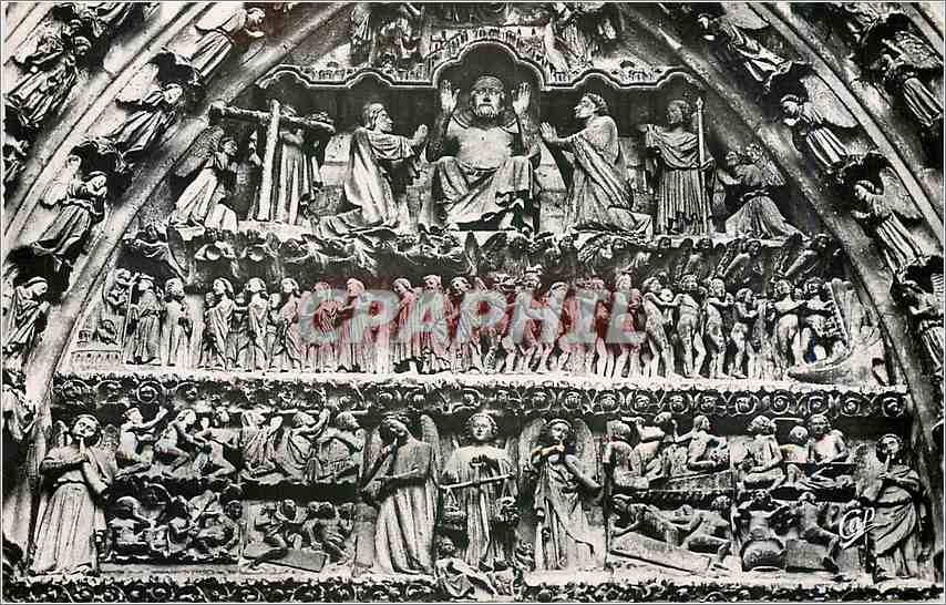 CPM Amiens Portail de la Cathedrale le Jugement Dernier Diable