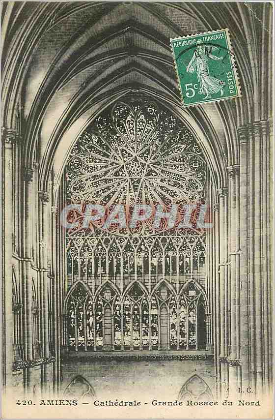 CPA Amiens Cathedrale Grande Rosace du Nord 