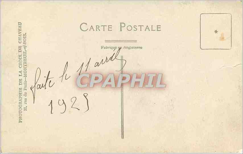 CARTE PHOTO Photographie de la croix de Chaveau Montreuil Enfants — Rückseite
