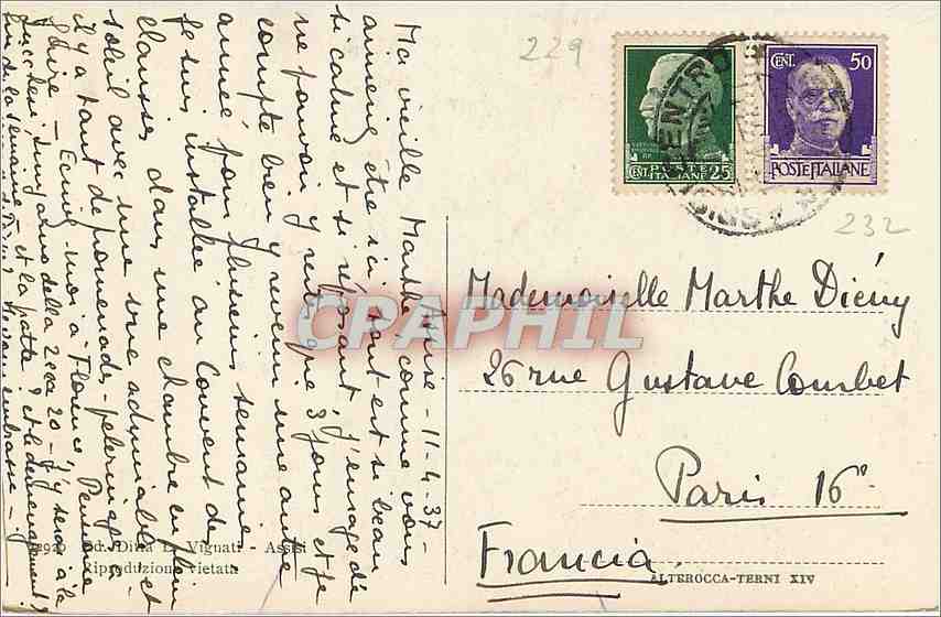 CPA Assisi Chiesa inferiore di S Francesco S Chiara Martini  — Rückseite