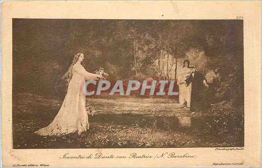CPA  Dante Con Beatrice Barabino