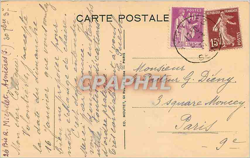 CPA Ed Berger Levrault les Paraboles le Pere de l'Enfant Prodique  — Verso