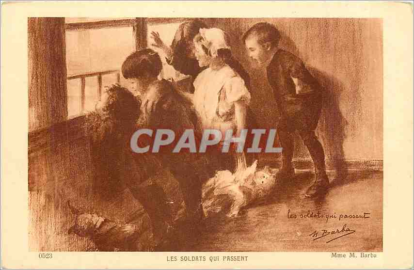 CPA Les Soldats qui passent Mme M Barba 