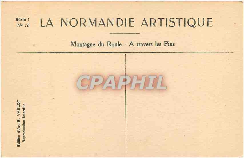 CPA La Normandie Artistique Montagne du Roule a travers les Pins  — Back