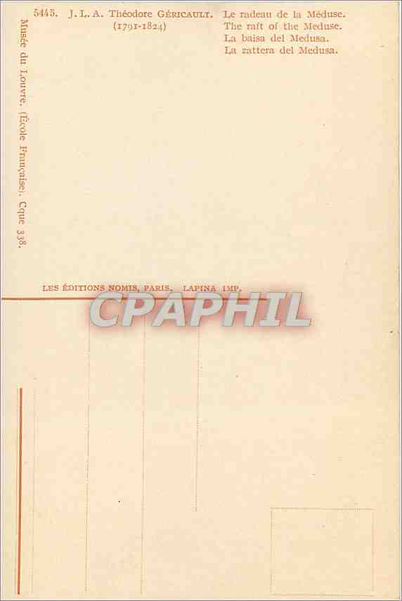 CPA J L A Theodore Cericault le Radeau de la Meduse  — Rückseite