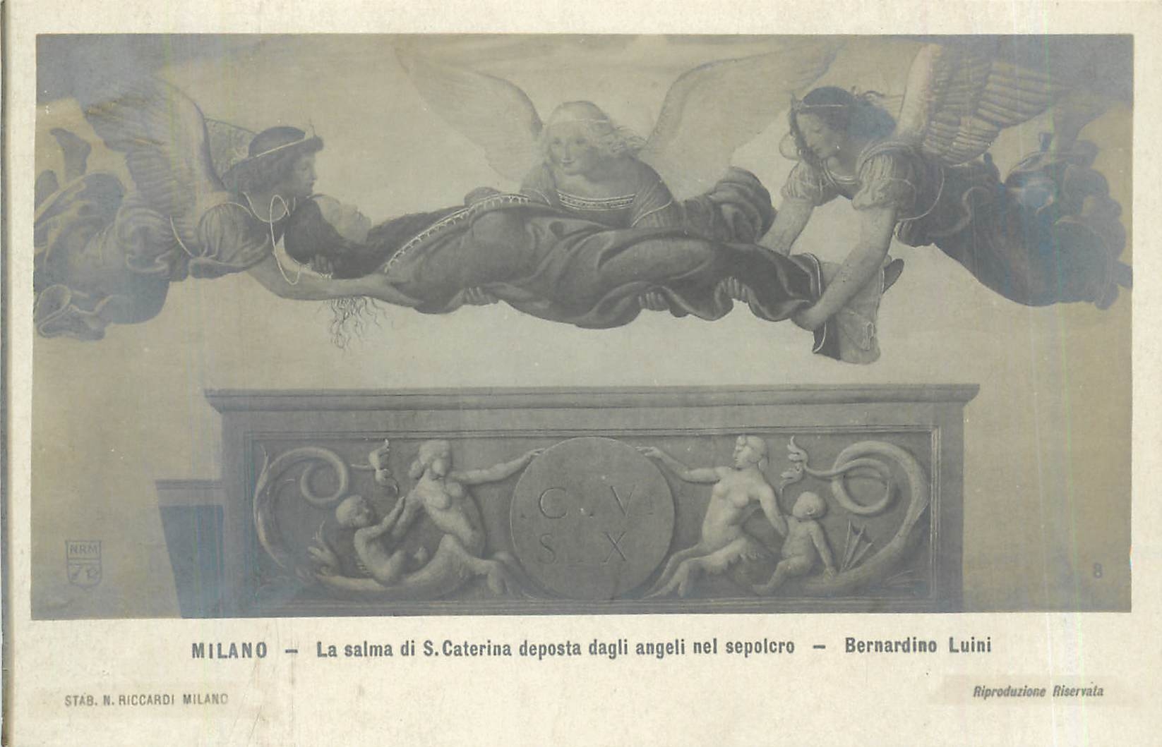 CPA Milano la Salma di S Caterina deposta dagli angeli nel sepolcro Bernardino Luini 