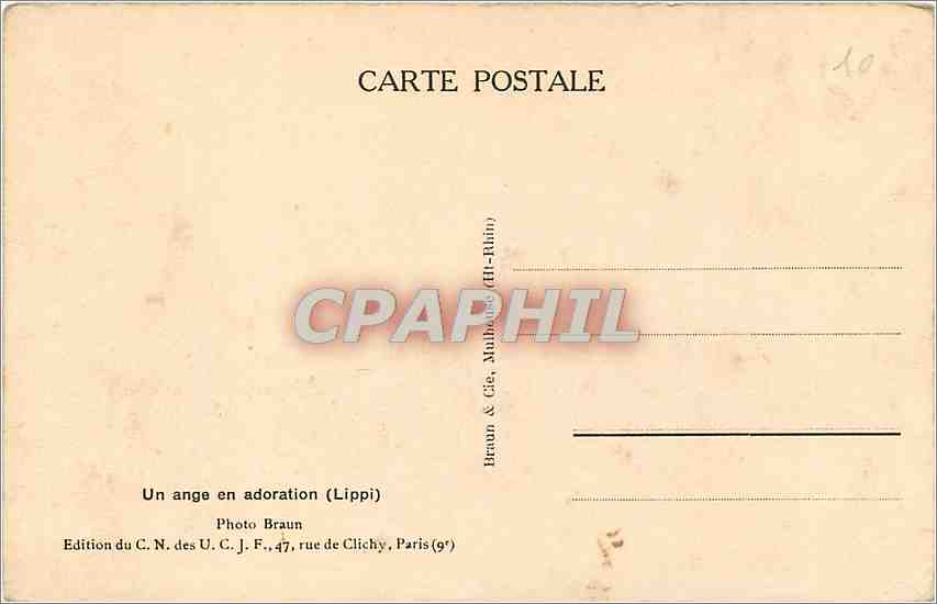 CPA Un ange en adoration Lippi  — Rückseite