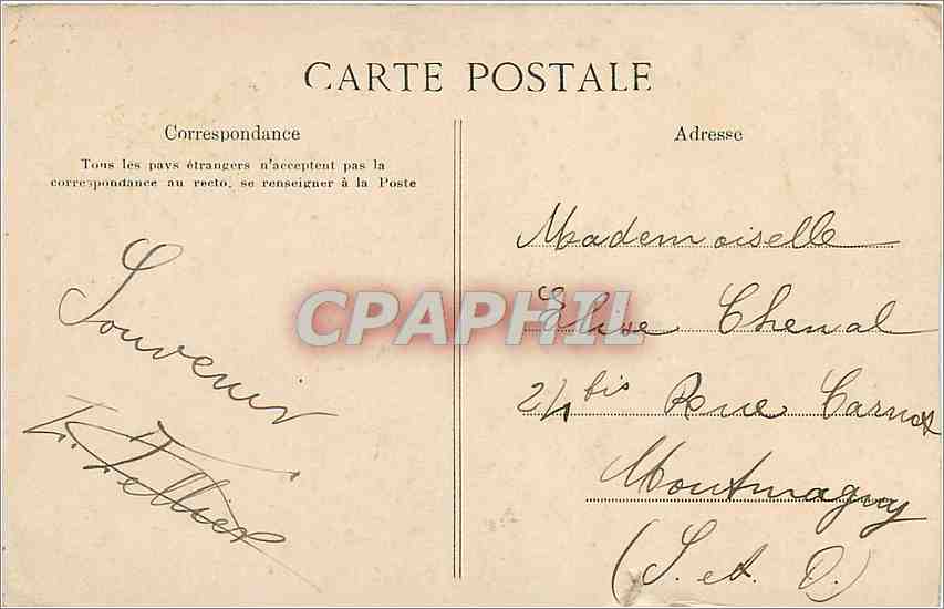 CPA Arpajon Porte de Paris  — Verso