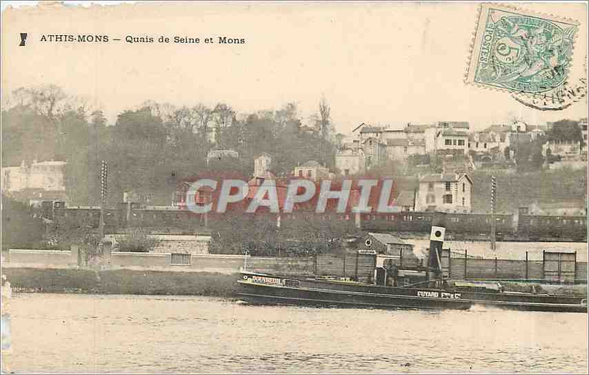 CPA Athis Mons Quais de Seine et Mons Train