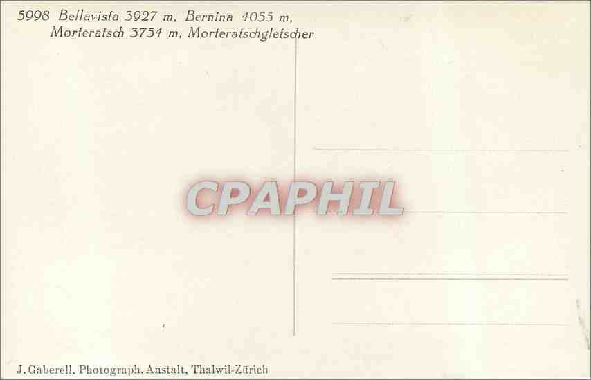 CPA Bellavisfa Bernina Morferafsch Morteratschgletscher  — Rückseite