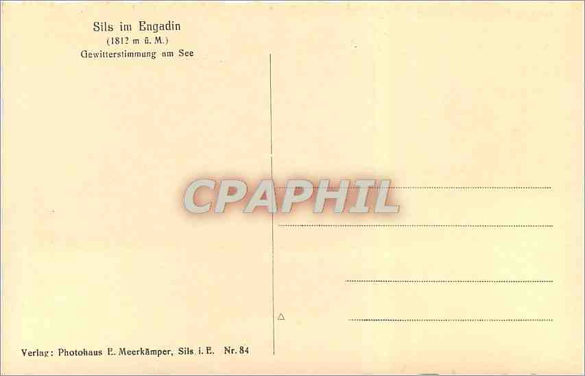 CPA Sils im Engadin Gewitterstimmung am See  — Rückseite