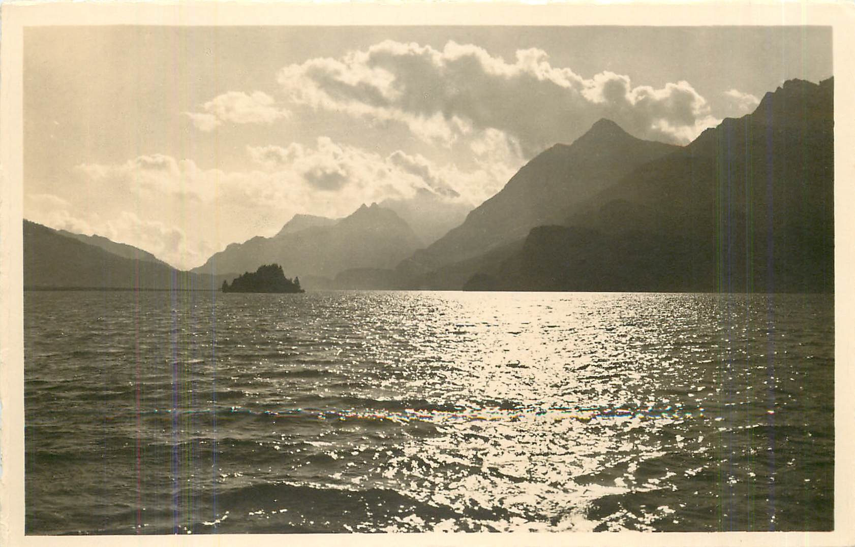 CPA Abendstimmung am Silsersee Blick gegen Maloja Ober Engadin 