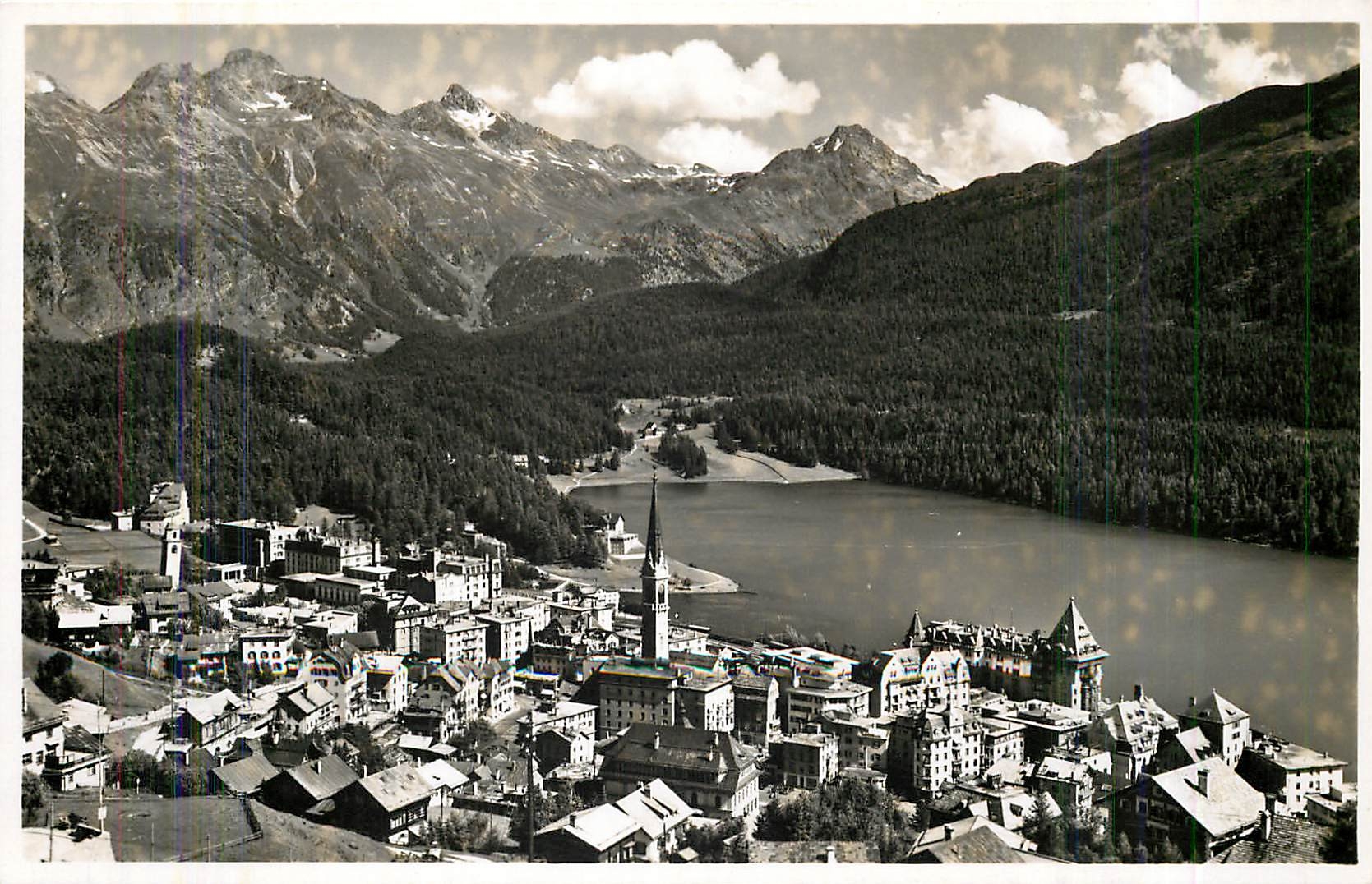 CPA St Moritz Dorf mit Piz Languard u Albris 