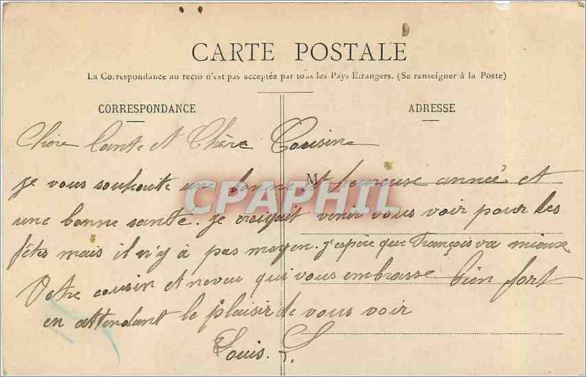 CPA Mille Baisers Bonne Annee  — Rückseite